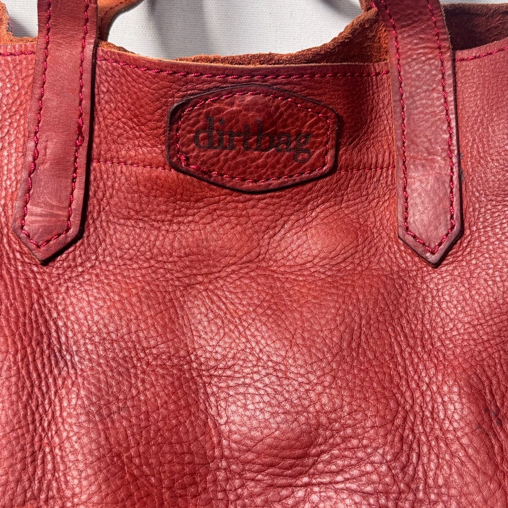 Slouchy Vintage Style Red Leather Tote Bag - Picture 3 of 6